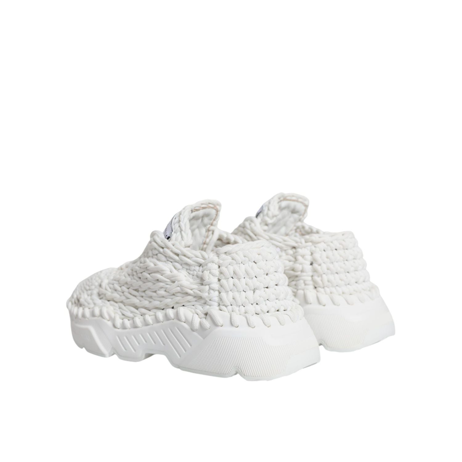 Dolce & Gabbana White Knitted Daymaster Sneakers Shoes