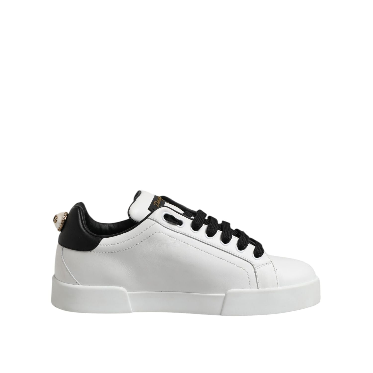 Dolce & Gabbana White Leather Portofino Lace Up Sneakers Shoes