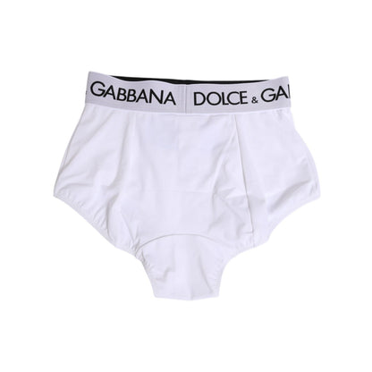 Dolce & Gabbana White Nylon Logo Waistband Coulotte Underwear