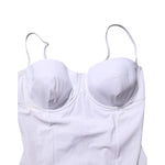 Dolce & Gabbana White Padded Balconette One Piece Swimwear with supportive neckline and elegant design