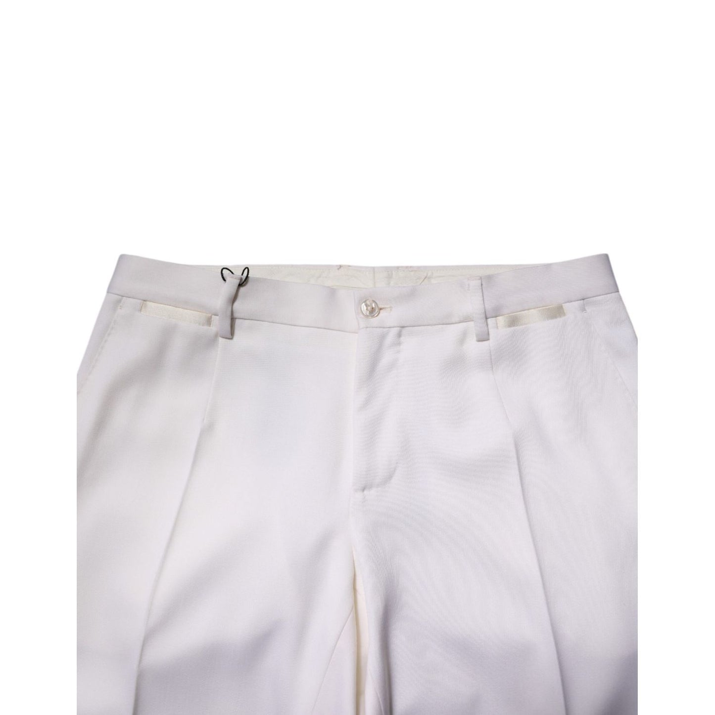 Dolce & Gabbana White Polyester Tapered Formal Trouser Pants
