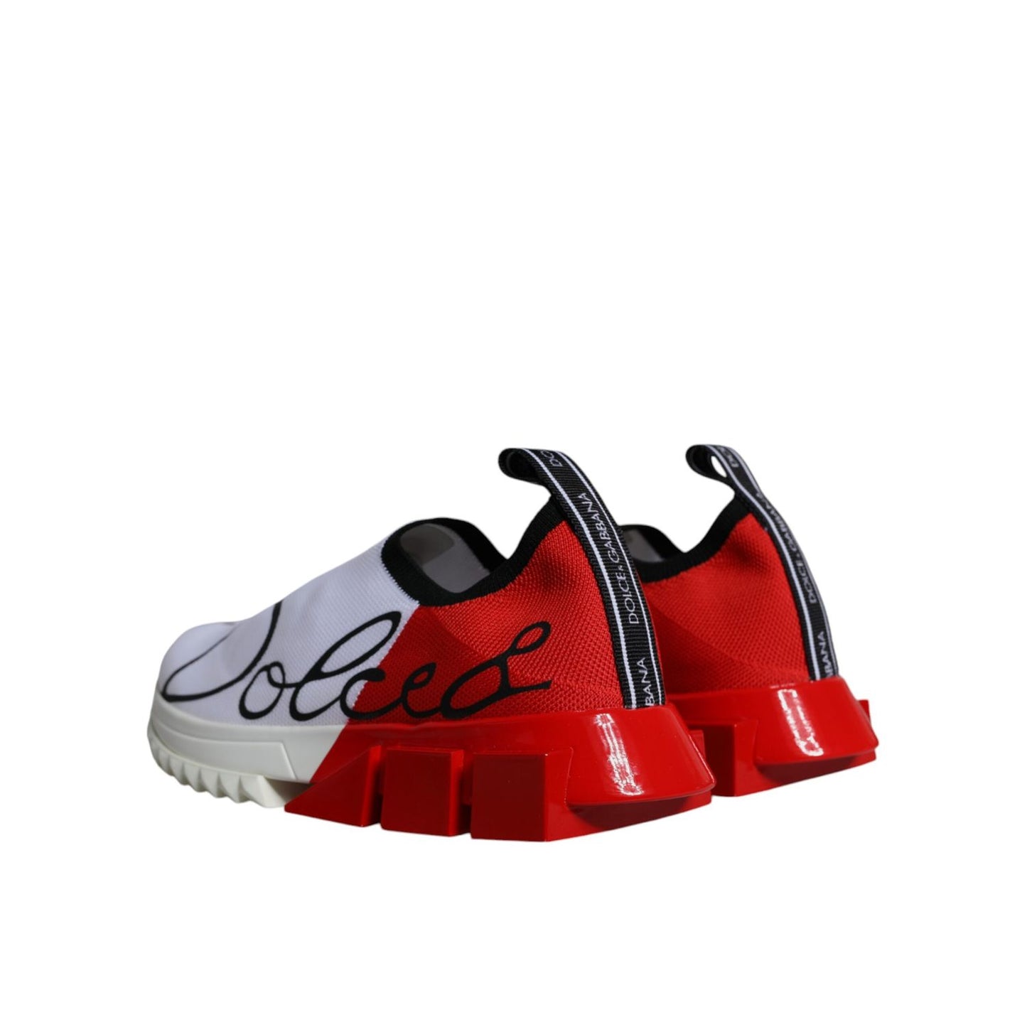 Dolce & Gabbana White Red Low Top Sorrento Men Sneakers Shoes with rubber sole and logo detail