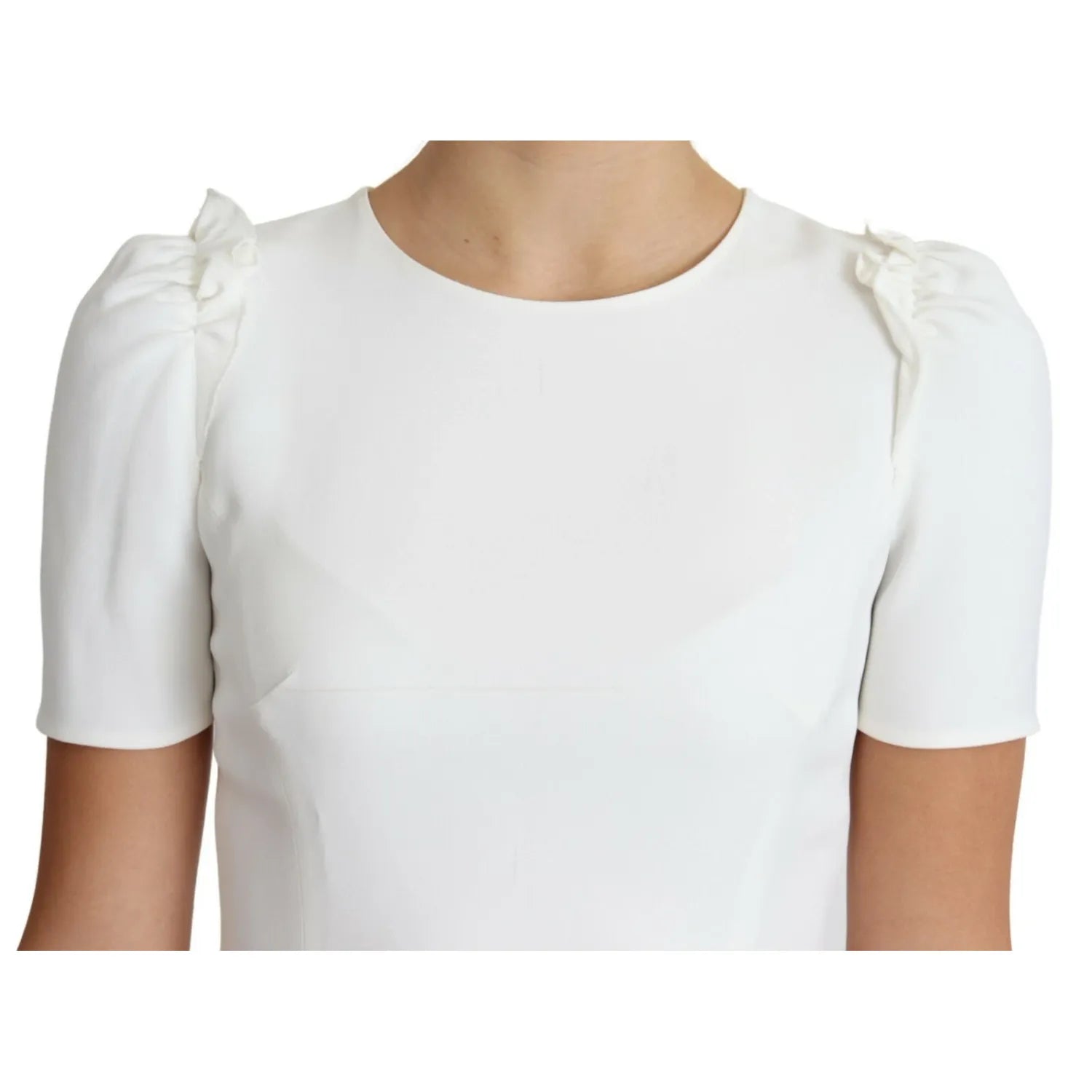 Dolce & Gabbana White Viscose Acetate Short Sleeve Blouse Top