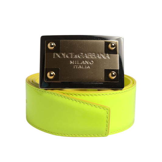 Dolce & Gabbana Yellow Green Classic Metal Logo Buckle Belt BEL9478-85