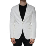 Dondup White Single Breasted One Button Dress Formal Blazer Dondup Gray