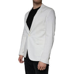 Dondup White Single Breasted One Button Dress Formal Blazer Dondup Light Gray