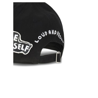 Dsquared² Black Cotton Cap (Baseball Hat) with side lettering and adjustable strap, AW25 urban style by Caten brothers.
