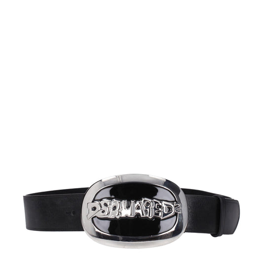 Dsquared² Black Leather Belts DS-8547418603785-85 CM / 34 INCHES