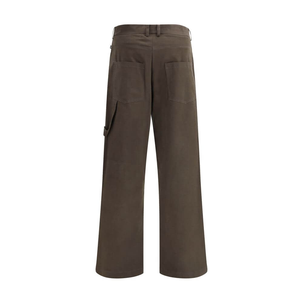 Back view of Ella Brown Cotton Casual Pants featuring straight leg, five-pocket design, in a dark brown shade, ideal for everyday wear.