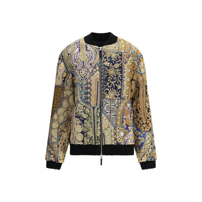 Ella Multicolor Cotton Clothing - Rajiv Jacket with multicoloured embroidery, patchwork design, zip fastening, and elasticated fit.