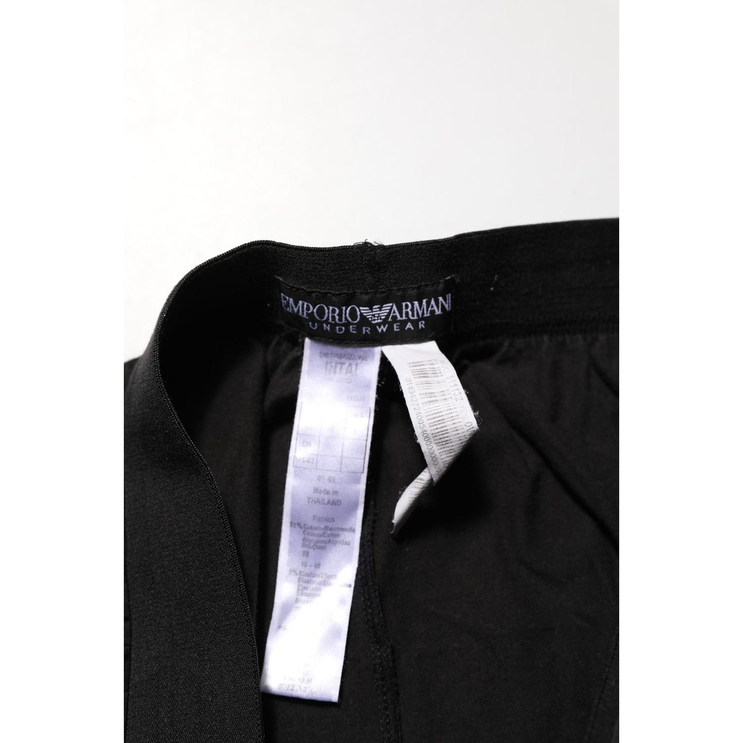 Emporio Armani Black Cotton Blend Logo Waistband Trouser Pants