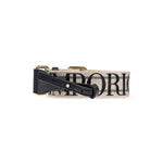 Black logo shoulder strap of Emporio Armani MyEA shopping bag with bold Emporio print, featured against a white background.