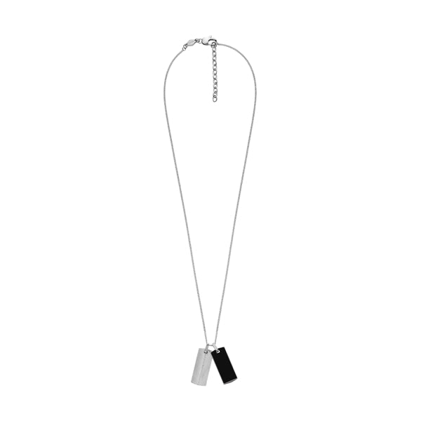 Silver necklace with dual pendants, FOSSIL JEWELS JEWELRY Mod. JF04565040, featuring a minimalist design.
