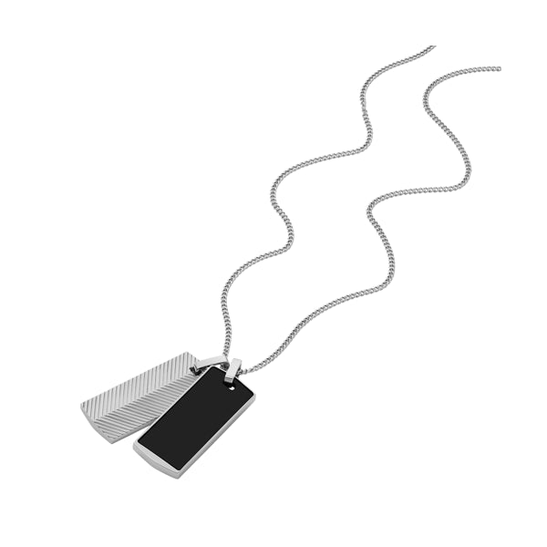 FOSSIL JEWELS JEWELRY Mod. JF04565040 silver and black pendant necklace with fine chain design