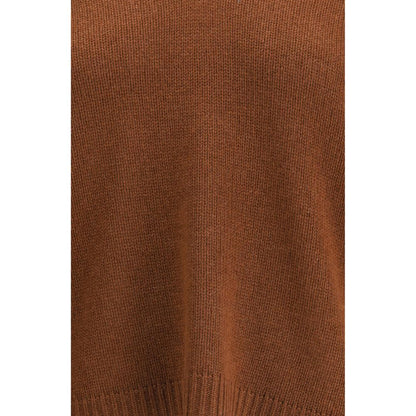 Alt Tag: Fabiana Filippi Brown Cashmere Cashmere Sweater with ribbed V-neck, hem, and cuffs, showcasing elegance and comfort. Season: AW25.
