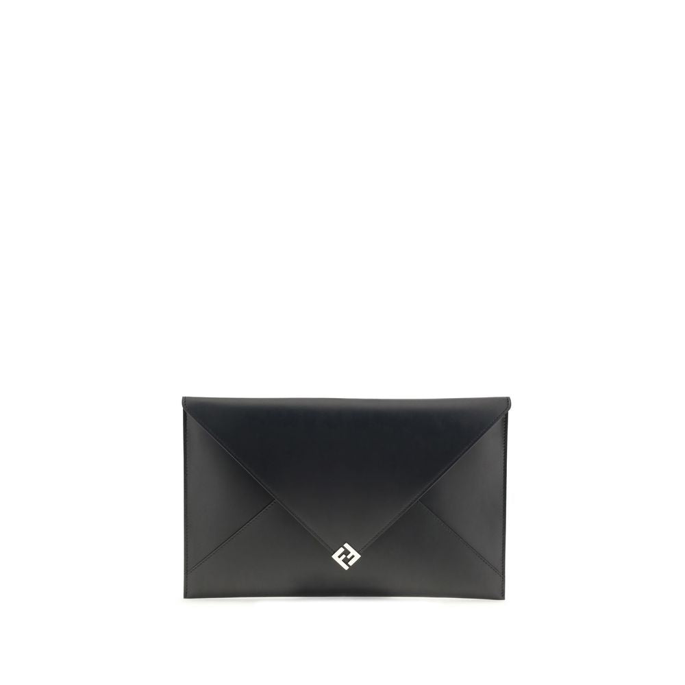 Fendi Black Leather Clutch Bag