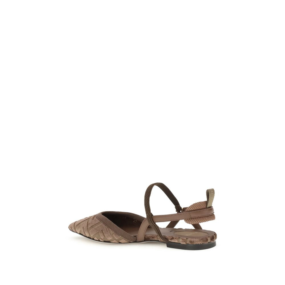 Fendi Brown Polyamide Ballet Flats