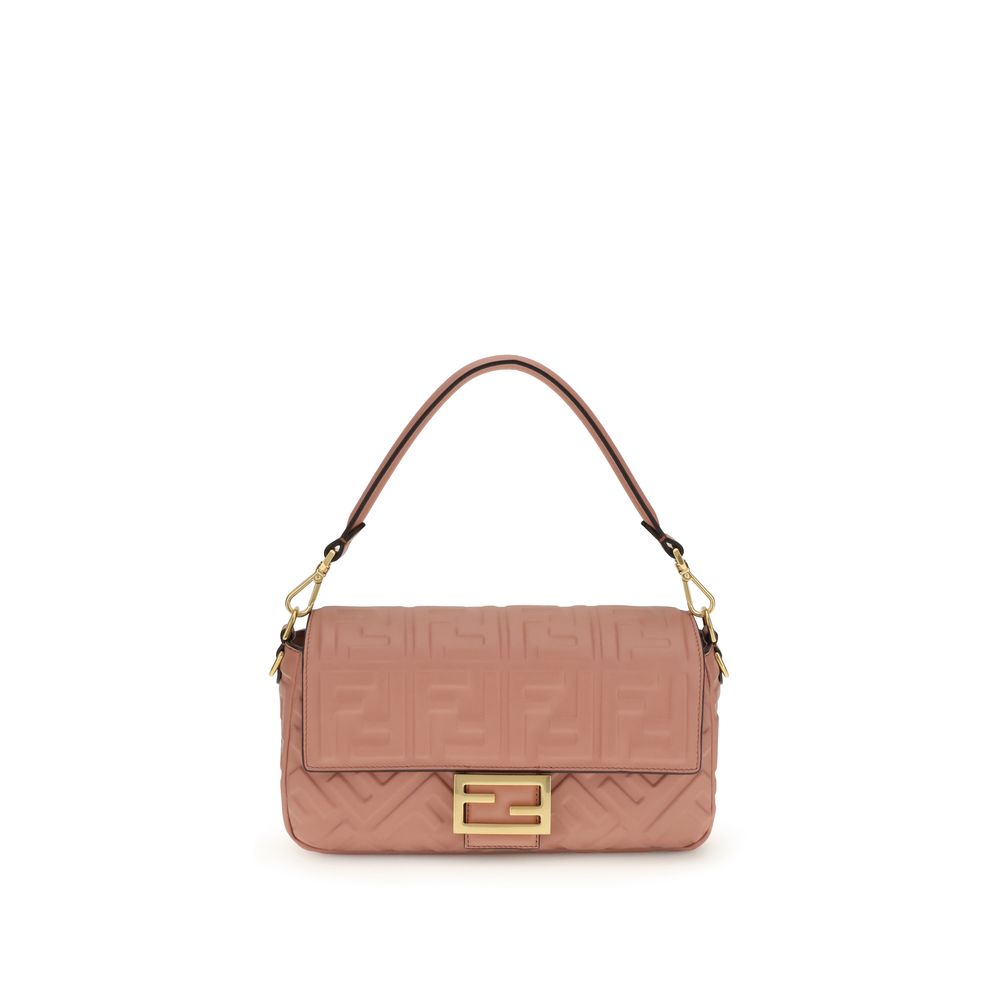 Fendi Multicolor Calf Leather Bos Taurus Shoulder Bag in pink, FF embossed, gold-finish hardware, 27x27x6, AW25 collection.