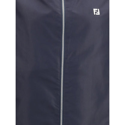 Fendi Multicolor Polyester Shell Jacket with silver logo and front zipper closure, shown in monochromatic reversible style.