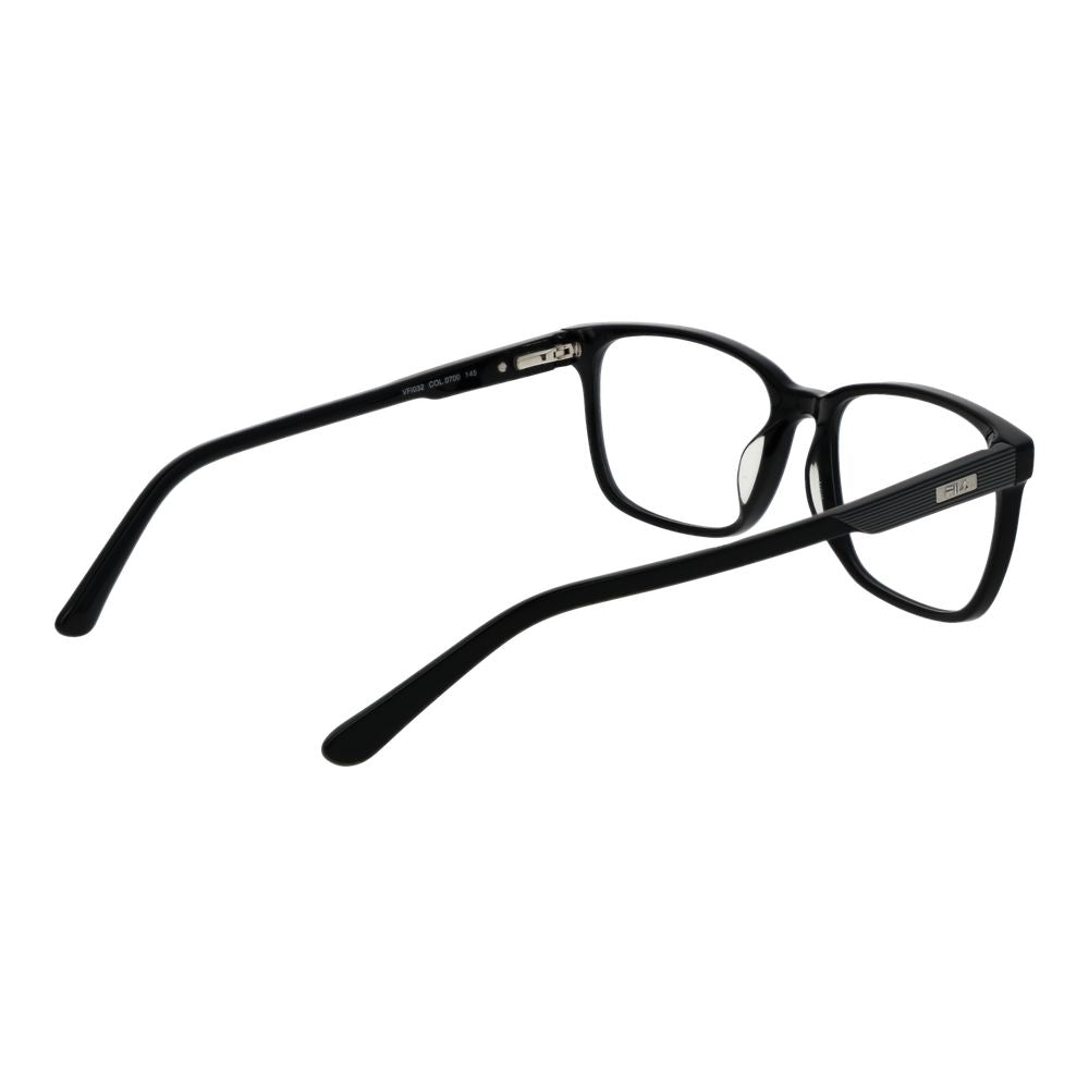 Fila Black Cellulose Acetate Glasses (Frames) with full-rim rectangle design, black color, and spring hinge for men.