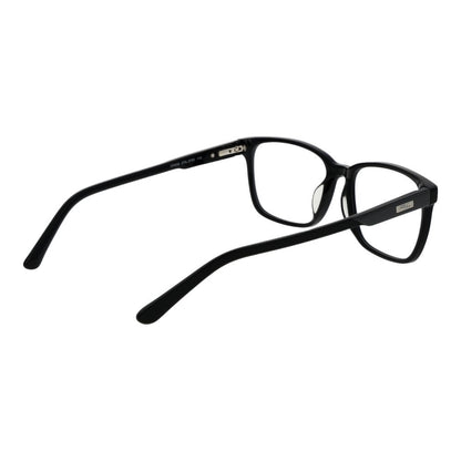 Fila Black Cellulose Acetate Glasses (Frames) with full-rim rectangle design, black color, and spring hinge for men.