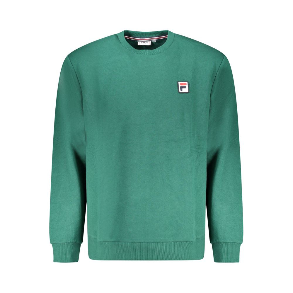 Fila Green Cotton Men Sweater with logo, crew neck, and bold green color for fashion-forward style.