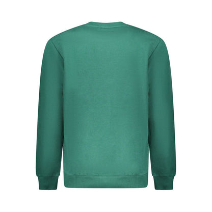 Fila Green Cotton Men Sweater with crew neck and logo, showcasing fashion-forward design and vibrant green color, back view.