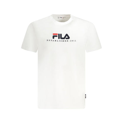 Fila White Cotton Unisex T-Shirt with embroidered logo, premium organic cotton, and classic crew neck design for ultimate sporty chic style.