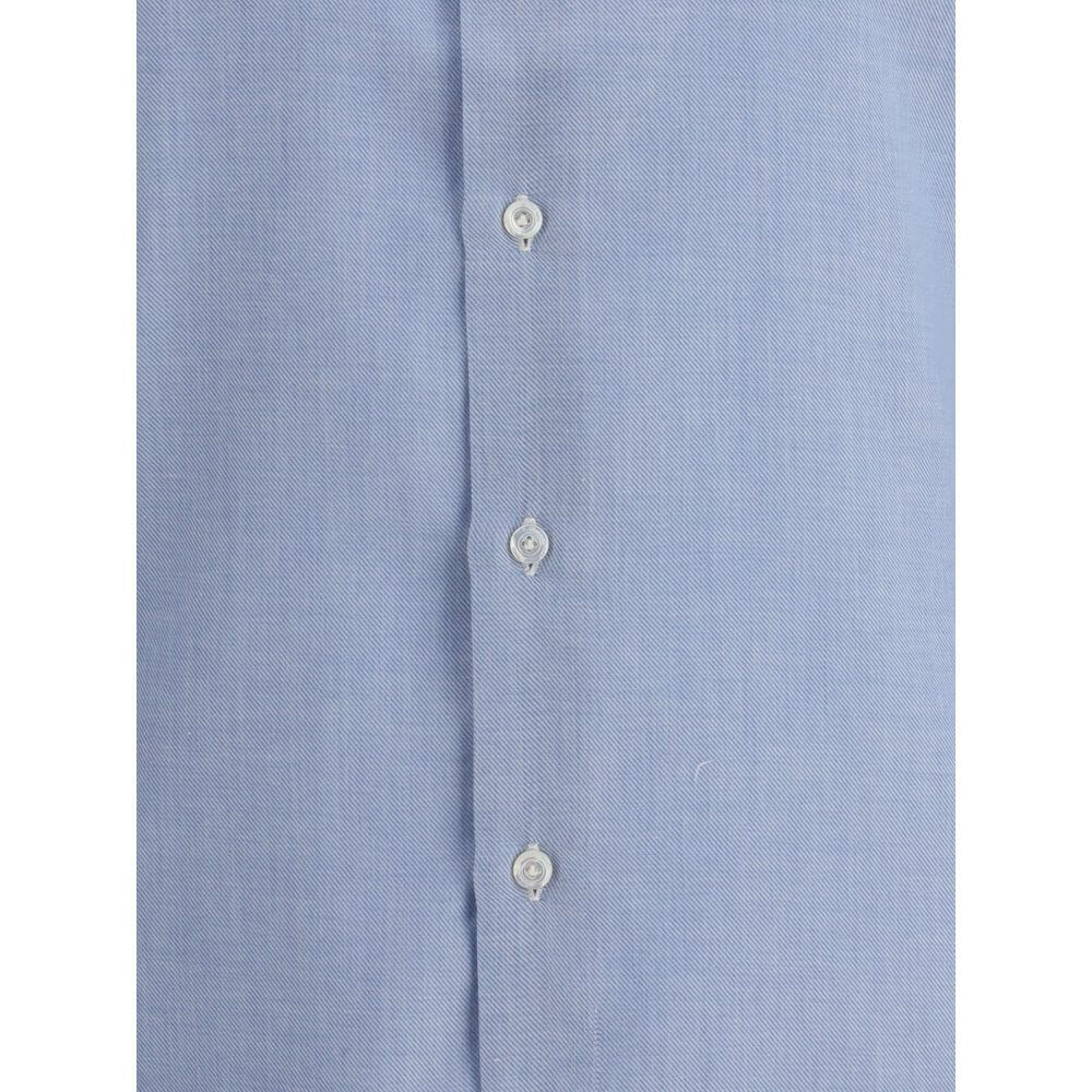 Finamore Light Blue Cotton Dress Shirt