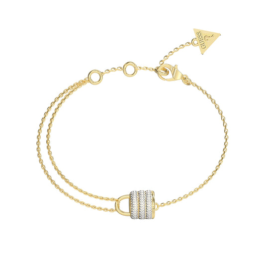 Gold bracelet with padlock charm by GUESS JEWELS JEWELRY Mod. JUBB05418JWYGS