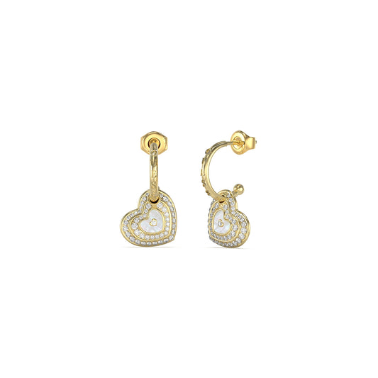 Heart-shaped gold and white earrings from GUESS JEWELS JEWELRY Mod. JUBE04019JWYGWHT-U