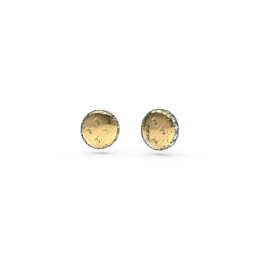 Gold stud earrings from GUESS JEWELS JEWELRY Mod. JUBE04265JWYGT-U on a white background.