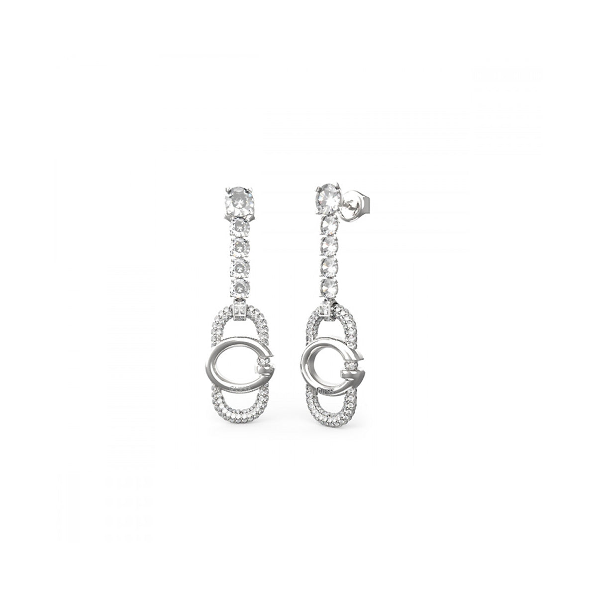 Elegant earrings from GUESS JEWELS JEWELRY Mod. JUBE04507JWRHT-U, featuring linked design with sparkling accents.