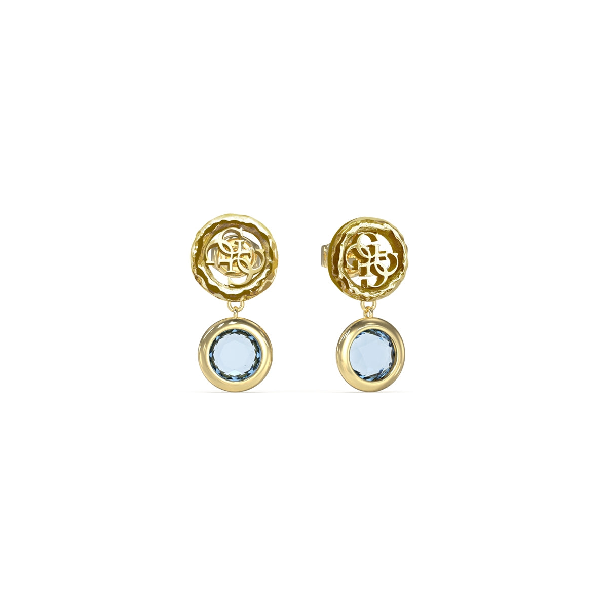 GUESS JEWELS JEWELRY Mod. JUBE05098JWYGAQT-U gold earrings with blue gemstone accents