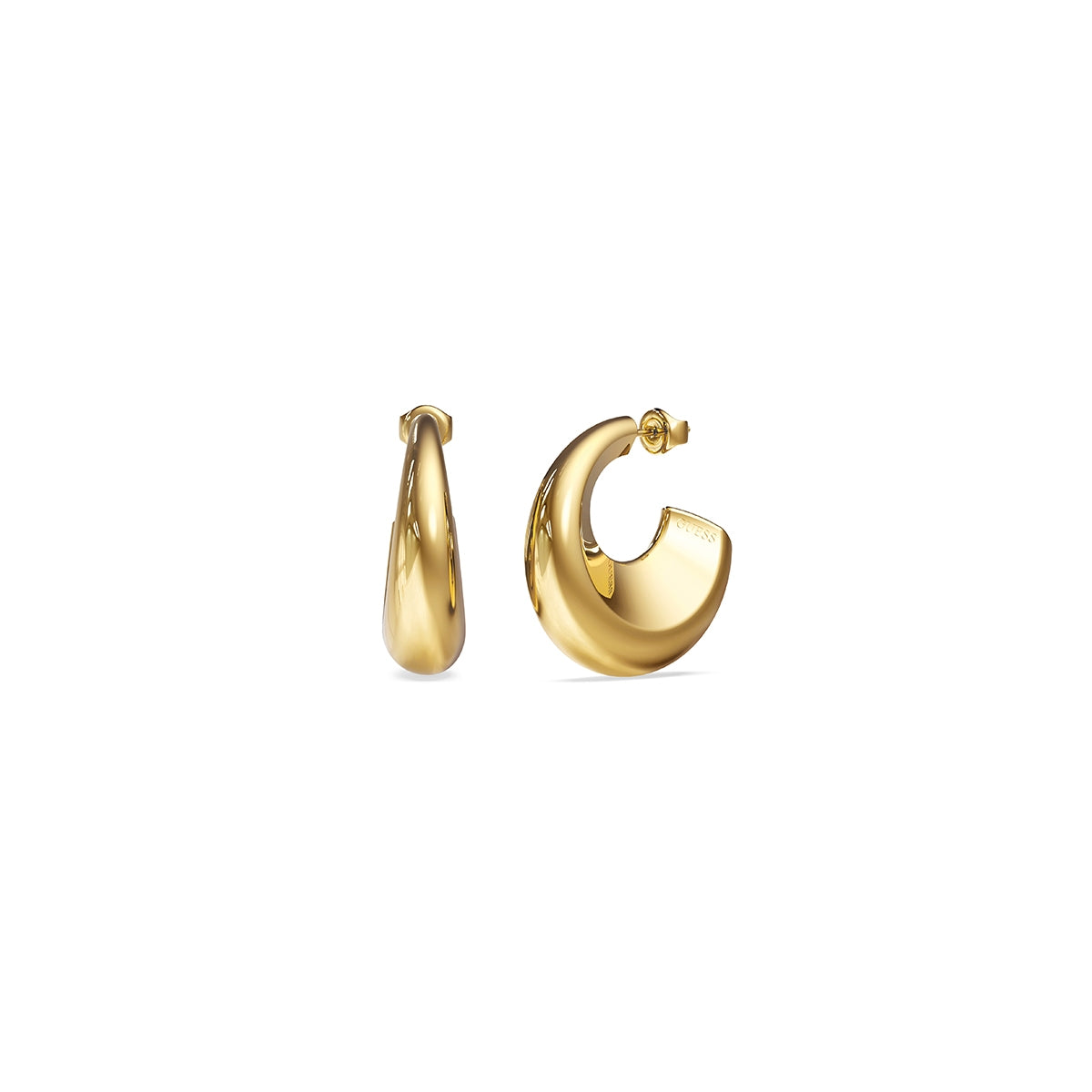 GUESS JEWELS JEWELRY Mod. JUBE05338JWYGT-U gold earrings front and side view