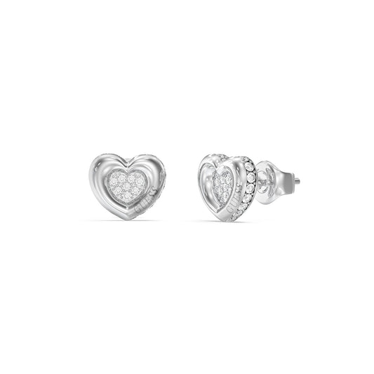 Heart-shaped earrings from GUESS JEWELS JEWELRY Mod. JUBE05466JWRHT-U showcasing intricate design.