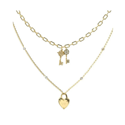 GUESS JEWELS JEWELRY Mod. JUBN04216JWYGT-U gold heart lock and key necklace set