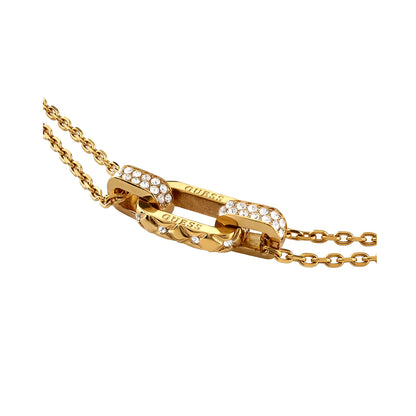 GUESS JEWELS JEWELRY Mod. JUBN04580JWYGT-U gold necklace with crystal accents on a chain.