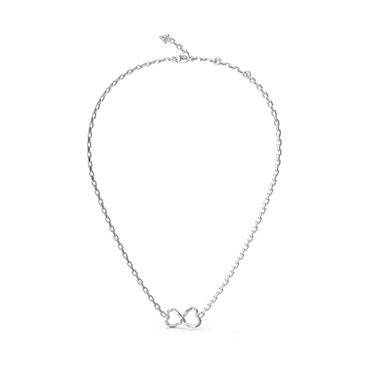 GUESS JEWELS JEWELRY Mod. JUBN04616JWRHT-U silver heart necklace on white background