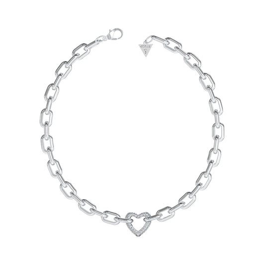 GUESS JEWELS JEWELRY Mod. JUBN05015JWRHT-U silver heart necklace with chain link design