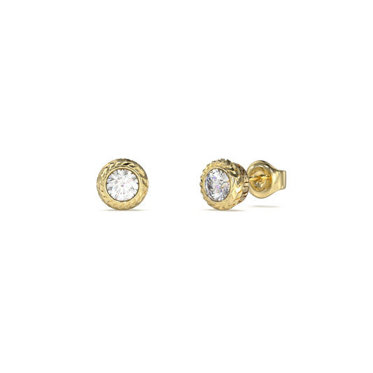 GUESS JEWELS JEWELRY Mod. JUME05022JWYGT-U gold earrings showcasing diamond-like stones
