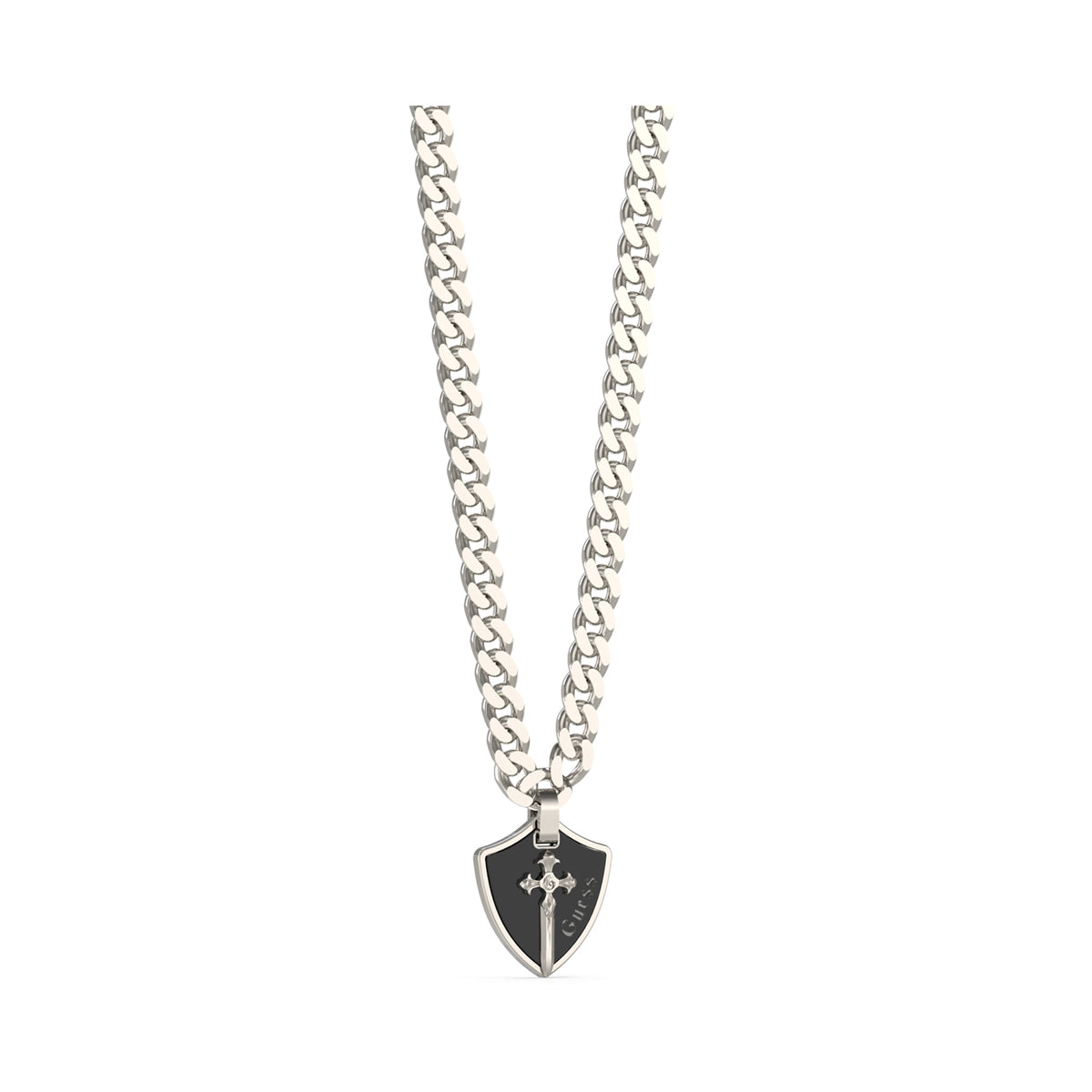 GUESS JEWELS JEWELRY Mod. JUMN04019JWSTBKT-U silver chain necklace with shield pendant