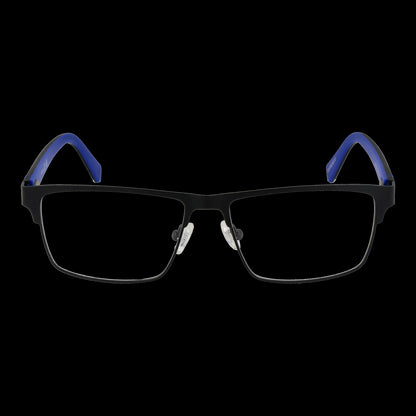 GUESS MOD. GU50131 53002 men's eyeglasses with black frame and blue accents, front view on a black background.