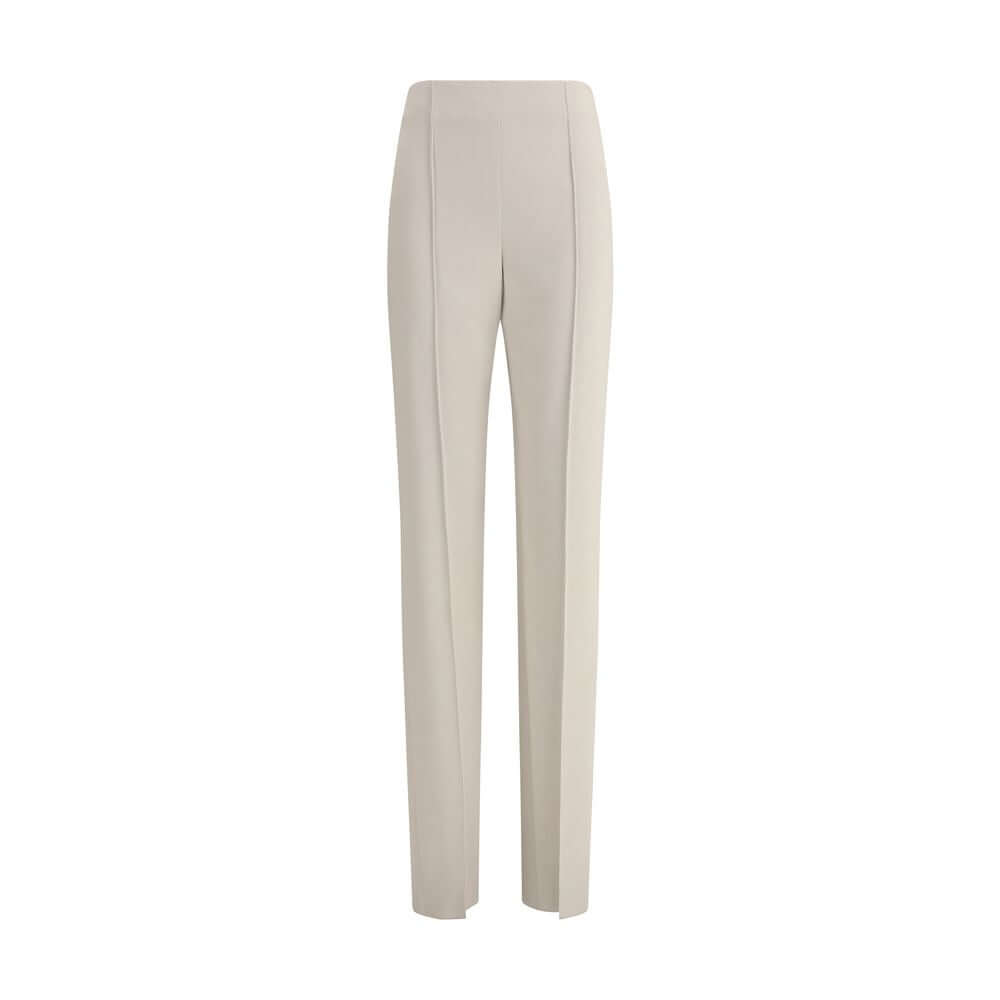 Giorgio Armani Gray Viscose Casual Pants featuring high waist and side pockets. Iconic viscose fabric for modern sporty style.