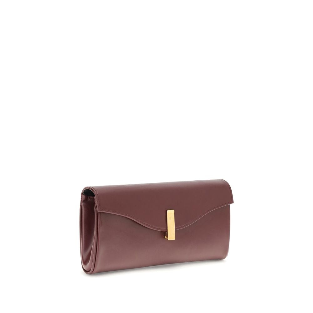 Giuseppe Zanotti Brown Leather Clutch Bag with gold-tone chain strap and logoed metal closure.