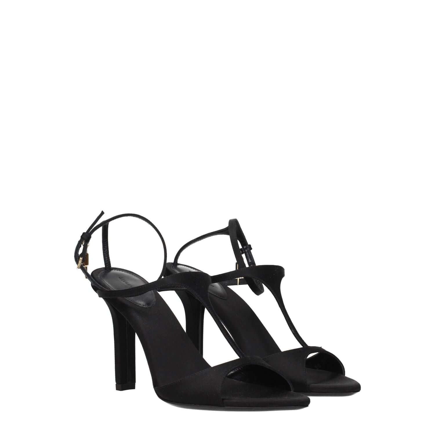 Givenchy Black Satin Stiletto Heel Sandals