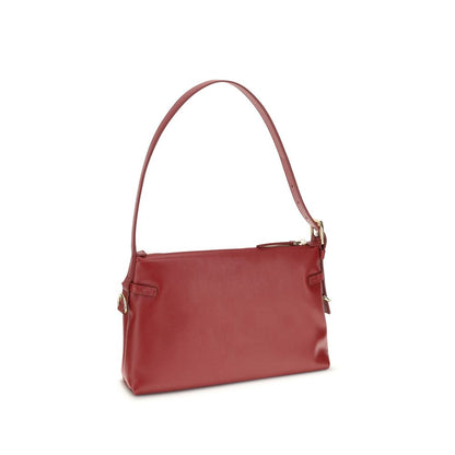 Givenchy Red Calf Leather Bos Taurus Shoulder Bag with gold-tone details and adjustable strap for sophisticated style.