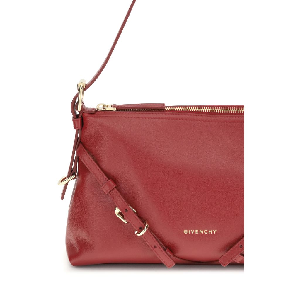 Givenchy Red Calf Leather Bos Taurus Shoulder Bag with embossed logo and gold-tone details.