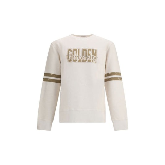 Golden Goose Reverse Sweatshirt with ribbed crew neck and contrast monogram front, featuring sporty sleeve bands in contemporary style.