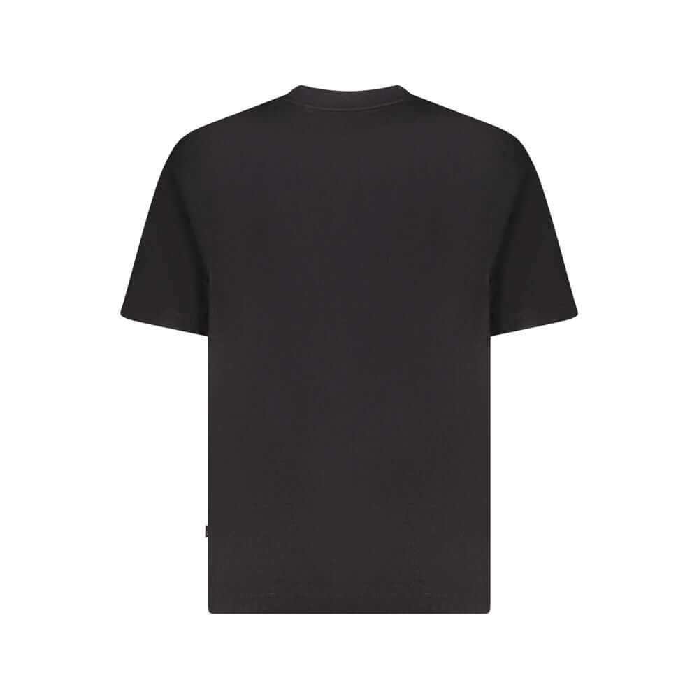 Guess Jeans Black Cotton Men Oversize T-Shirt, back view displaying crew neck and short sleeves.